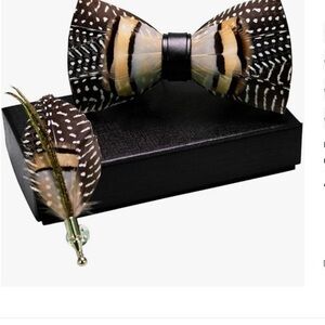 Feather Pre-tied Bow tie new